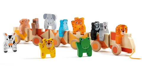 Djeco Trainimo Jungle Wooden Pull-Along Activity Toy