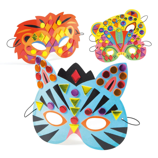 Djeco DIY 8 Mosaics Masks To Decorate - Jungle Animals